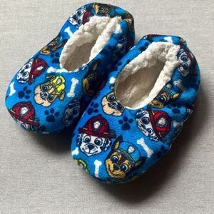 Paw Patrol Toddler 5/6 Blue Sherpa Lined Skid Free Slip On Slippers